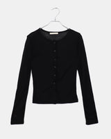 Amoo see-through ribbed long-sleeved cardigan