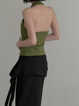 Blin Mesh Cowl Halter Top