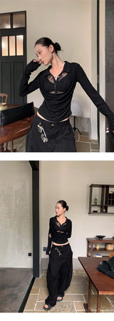 Pure Fake See-Through Two-Piece Long Sleeve T-Shirt