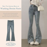 Nars two-button pocket bootcut washed denim pants
