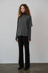 Corduroy boots cut pants (Black)