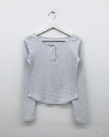 Liège button boat neck t-shirt (3color)