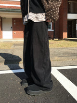 Down Lining Corduroy Wide Pants