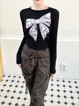 1168. Silver ribbon slim T (2color)