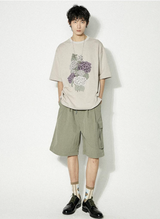 ピュアコットンブリーザブルルーズ半袖メンズアンドウィメンズラウンドネックプリンティド半袖Tシャツフォーサマー
