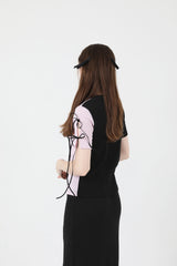 スリットリボンハーフスリーブTシャツ