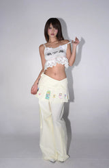 eatmeplz Original Printed Work Pants Short Skirt Two-Way Wide Pants
