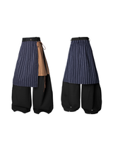 RELABEL Spatial Relations (Offset) Double-Layer Colour-Woven Detachable Waistband Curved-Leg Oversized Twill Trousers