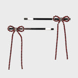  CANDY STONE LONG BOW HAIR CLIP SET (5 COLOR)