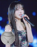 [チョ・ユリ, チュウ Necklace] エンジェリックハートロックレイヤードネックレス - Silver Color