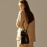 BAZAS bucket leather bag / Matte Black