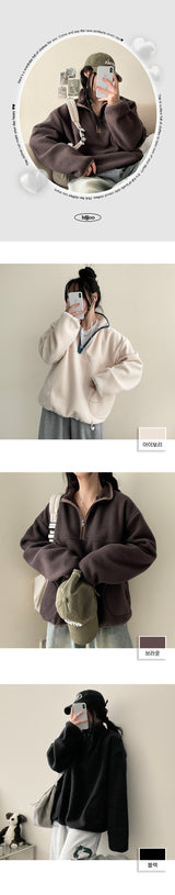 Undun incision coloration Fleece half zip-up