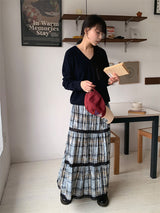 FADE CHECK MAXI SKIRT (2C)