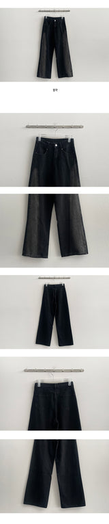 [S-XL] Nug Black Gradation Slit Wide Denim Pants (1 color)