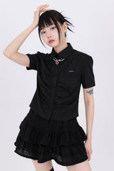 Lovely Chic Round Collar Short-Sleeved Shirt