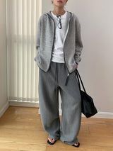 texture cotton sweat banding pants