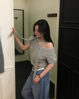 [ORIGINAL] HOLLY TIE SHORT-SLEEVE KNITTED SET