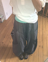 Ibe Balloon Wide Cut Nylon Banding Pants