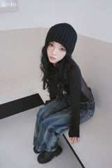 Back see-through angel long-sleeved t-shirt