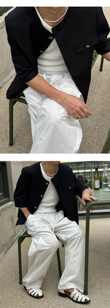 [Unisex] ナイロンツータックロープバンドパンツ(3color)