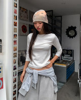 オータムボートネックセミクロップスリークウォーターTシャツ