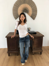 BACK LINE V-NECK MID SLEEVE TEE