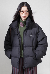 Soft and fluffy protein leather stand-collar short and neat down jacket