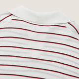CROPPED STRIPE KNITTED POLO SHIRT (WHITE)