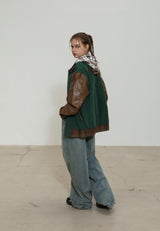 MIX LEATHER COLORING WORK JACKET