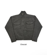 Two pocket high neck knit zip up(2color)