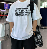 ナンバーキプデニムレタリングベーシックオーバーフィット半袖Tシャツ