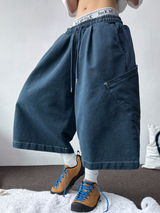 HIP PATCH RIVET PIGMENT DENIM BERMUDA 🫐🍪🖤3COLOR