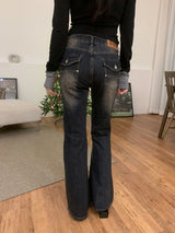 DENY 2-BUtton Fade Wash Hidden Band Bootcut Long Pants 