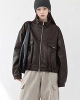 (UNISEX) Rush Crop Leather Jacket