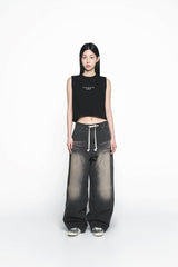 25SS BASIC LOGO WOMAN CROP SLEEVELESS BLACK