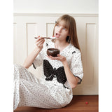 Black and white polka dot printed pajamas｜Suitable for all seasons