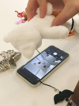 white cat carol keyring