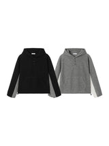 LMN New ES Henley neck loose fit knit hood (2 colors)