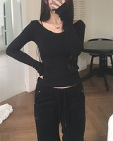 Deep V-Neck Ribbed Knit (4colors)