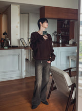 Caron shoulder button knit