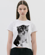 キトゥンハーフトーンTシャツ_ホワイト