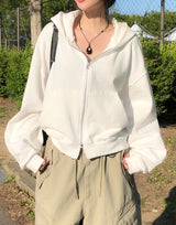 Solid Basic Two-Way Hood Zip-Up