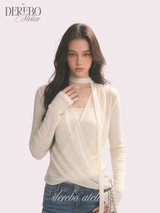 daisy scarf chiffon shirring blouse top