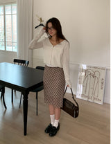 softie checkered midi skirt