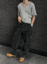 [S/S] Vacance damage v neck half knit(3color)