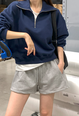 [Lè made] リメイドエブリーハーフジップアップスウェットシャツ / 4 カラーズ