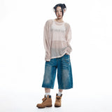 Cut Off Net Knit - BEIGE