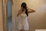 Bridgerton Punching Lace Shirring Sleeveless Dress