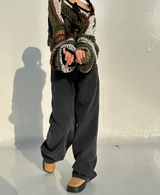 BOW LOOSE-FIT LAYERED NET SOFT CROPPED COLOR-BLOCK KNIT - 2 COLOR