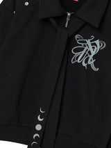 SNAP COLLAR SWEATSHIRT_SCALF SET (BLACK)